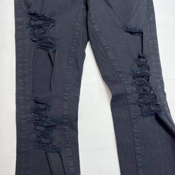 Frame Le Skinny de Jeanne Distressed Stretch Jeans SIZE 25 Black Film Noir US - Picture 7 of 11